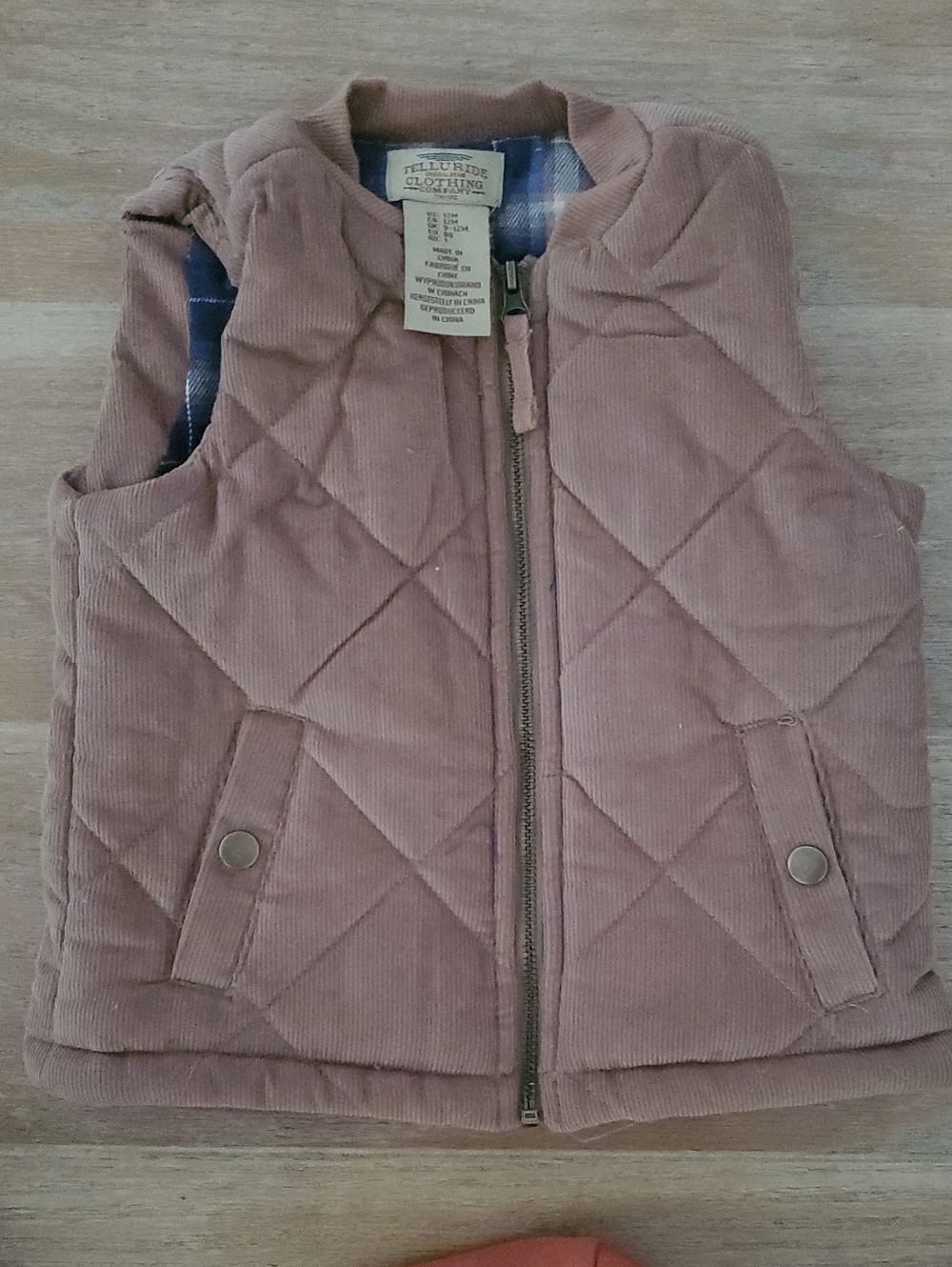 Corduroy Quilted Vest in Dusty Rose